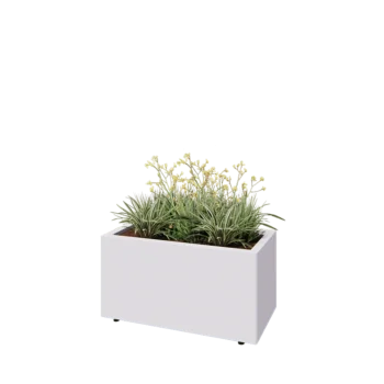 Jardinière en acier - Rectangle - 80 x 40 x 40 cm - RAL9010 mat (blanc) - Avec plaque de fond - Avec pieds