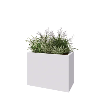 Jardinière en acier - Rectangle - 80 x 40 x 60 cm - RAL9010 mat (blanc) - Avec plaque de fond