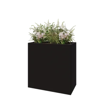 Jardinière en acier - Rectangle - 80 x 40 x 80 cm - RAL9005 mat (noir) - Avec plaque de fond