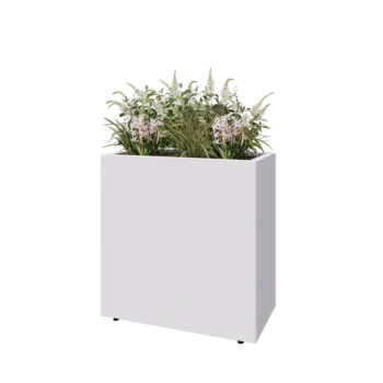Jardinière en acier - Rectangle - 80 x 40 x 80 cm - RAL9010 mat (blanc) - Avec plaque de fond - Avec pieds