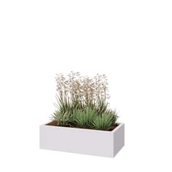 Jardinière en acier - Rectangle - 100 x 50 x 30 cm - RAL9010 mat (blanc) - Sanc plaque de fond