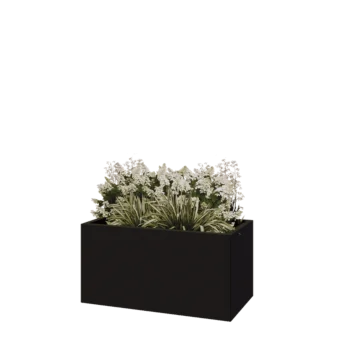 Jardinière en acier - Rectangle - 100 x 50 x 50 cm - RAL9005 mat (noir) - Sanc plaque de fond