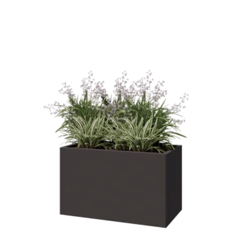 Jardinière en acier - Rectangle - 100 x 50 x 60 cm - RAL7016 mat (gris anthracite) - Sanc plaque de fond