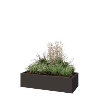 Jardinière en acier - Rectangle - 120 x 50 x 30 cm - RAL7016 mat (gris anthracite) - Avec plaque de fond