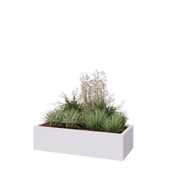Jardinière en acier - Rectangle - 120 x 50 x 30 cm - RAL9010 mat (blanc) - Sanc plaque de fond
