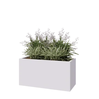 Jardinière en acier - Rectangle - 120 x 50 x 60 cm - RAL9010 mat (blanc) - Sanc plaque de fond