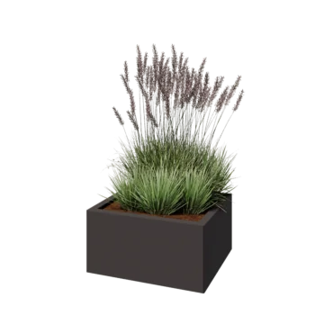 Jardinière en acier - Rectangle - 60 x 50 x 30 cm - Autre couleur RAL - Avec plaque de fond