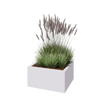 Jardinière en acier - Rectangle - 60 x 50 x 30 cm - RAL9010 mat (blanc) - Sanc plaque de fond