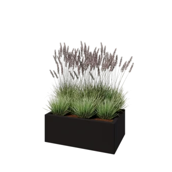 Jardinière en acier - Rectangle - 80 x 50 x 30 cm - RAL9005 mat (noir) - Sanc plaque de fond