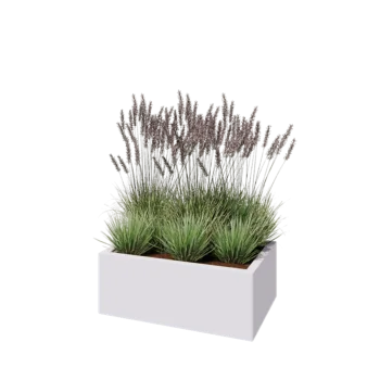 Jardinière en acier - Rectangle - 80 x 50 x 30 cm - RAL9010 mat (blanc) - Avec plaque de fond