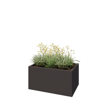 Jardinière en acier - Rectangle - 80 x 50 x 40 cm - RAL7016 mat (gris anthracite) - Avec plaque de fond