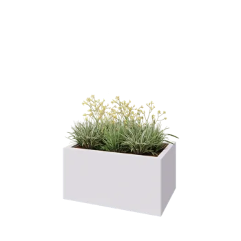 Jardinière en acier - Rectangle - 80 x 50 x 40 cm - RAL9010 mat (blanc) - Avec plaque de fond