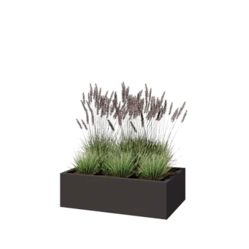 Jardinière en acier - Rectangle - 100 x 60 x 30 cm - RAL7016 mat (gris anthracite) - Avec plaque de fond