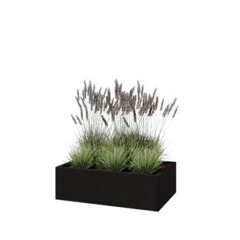 Jardinière en acier - Rectangle - 100 x 60 x 30 cm - RAL9005 mat (noir) - Sanc plaque de fond