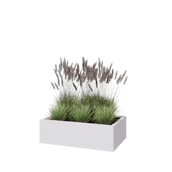 Jardinière en acier - Rectangle - 100 x 60 x 30 cm - RAL9010 mat (blanc) - Sanc plaque de fond