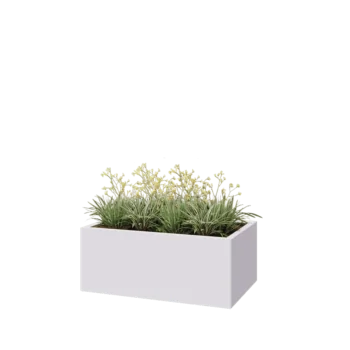 Jardinière en acier - Rectangle - 100 x 60 x 40 cm - RAL9010 mat (blanc) - Sanc plaque de fond