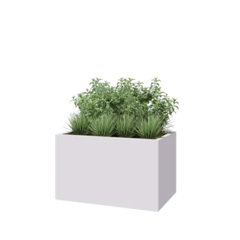 Jardinière en acier - Rectangle - 100 x 60 x 60 cm - RAL9010 mat (blanc) - Sanc plaque de fond