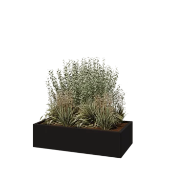 Jardinière en acier - Rectangle - 120 x 60 x 30 cm - RAL9005 mat (noir) - Sanc plaque de fond