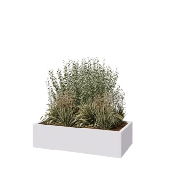 Jardinière en acier - Rectangle - 120 x 60 x 30 cm - RAL9010 mat (blanc) - Avec plaque de fond