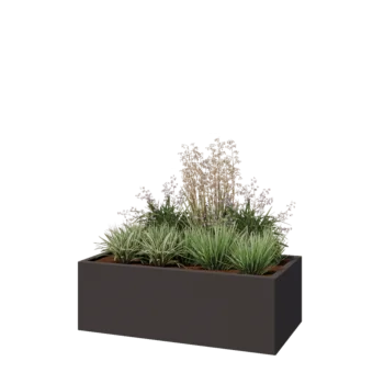 Jardinière en acier - Rectangle - 120 x 60 x 40 cm - Autre couleur RAL - Avec plaque de fond