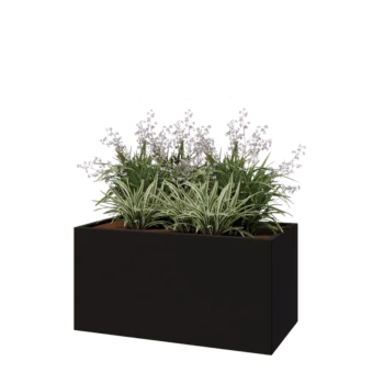 Jardinière en acier - Rectangle - 120 x 60 x 60 cm - RAL9005 mat (noir) - Sanc plaque de fond