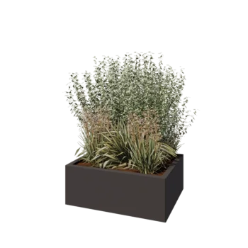 Jardinière en acier - Rectangle - 80 x 60 x 30 cm - Autre couleur RAL - Avec plaque de fond