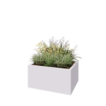 Jardinière en acier - Rectangle - 80 x 60 x 40 cm - RAL9010 mat (blanc) - Avec plaque de fond