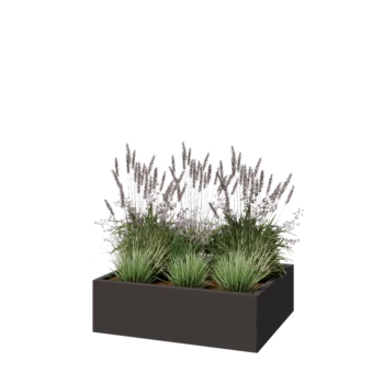 Jardinière en acier - Rectangle - 100 x 80 x 30 cm - Autre couleur RAL - Sanc plaque de fond