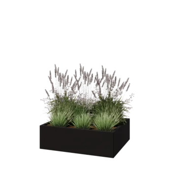 Jardinière en acier - Rectangle - 100 x 80 x 30 cm - RAL9005 mat (noir) - Sanc plaque de fond