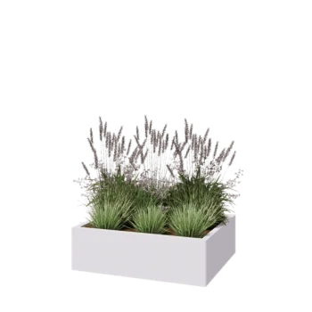 Jardinière en acier - Rectangle - 100 x 80 x 30 cm - RAL9010 mat (blanc) - Avec plaque de fond
