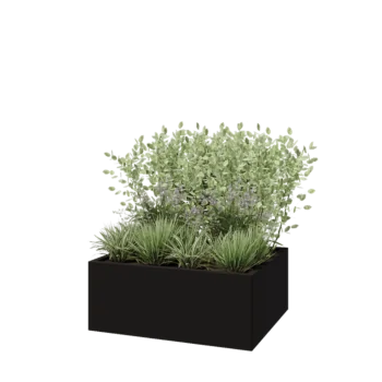 Jardinière en acier - Rectangle - 100 x 80 x 40 cm - RAL9005 mat (noir) - Avec plaque de fond