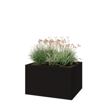 Jardinière en acier - Rectangle - 100 x 80 x 60 cm - RAL9005 mat (noir) - Avec plaque de fond