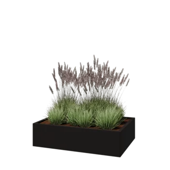 Jardinière en acier - Rectangle - 120 x 80 x 30 cm - RAL9005 mat (noir) - Sanc plaque de fond