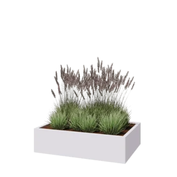 Jardinière en acier - Rectangle - 120 x 80 x 30 cm - RAL9010 mat (blanc) - Sanc plaque de fond