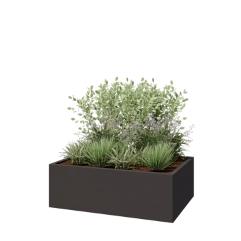 Jardinière en acier - Rectangle - 120 x 80 x 40 cm - RAL7016 mat (gris anthracite) - Sanc plaque de fond