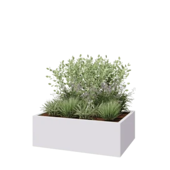 Jardinière en acier - Rectangle - 120 x 80 x 40 cm - RAL9010 mat (blanc) - Avec plaque de fond