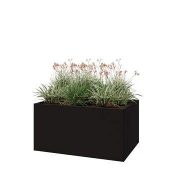 Jardinière en acier - Rectangle - 120 x 80 x 60 cm - RAL9005 mat (noir) - Sanc plaque de fond