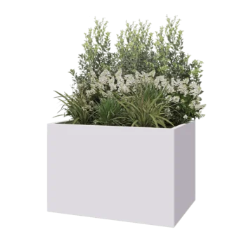 Jardinière en acier - Rectangle - 120 x 80 x 80 cm - RAL9010 mat (blanc) - Sanc plaque de fond