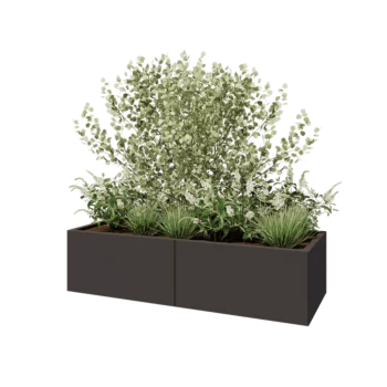 Jardinière XXL en acier - Rectangle - 160 x 60 x 40 cm - Autre couleur RAL - Avec plaque de fond