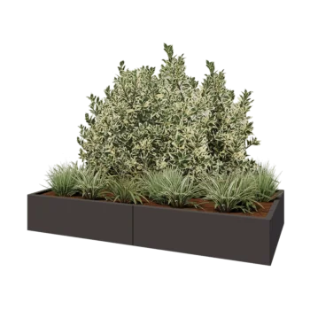 Jardinière XXL en acier - Rectangle - 200 x 100 x 30 cm - Autre couleur RAL - Avec plaque de fond