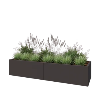 Jardinière XXL en acier - Rectangle - 200 x 60 x 40 cm - Autre couleur RAL - Sanc plaque de fond