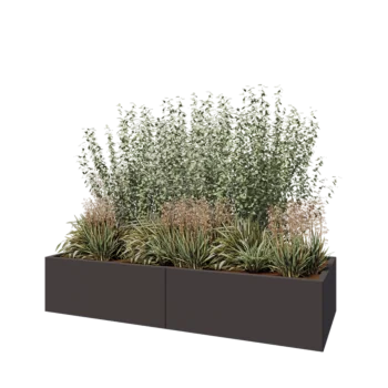 Jardinière XXL en acier - Rectangle - 200 x 80 x 40 cm - RAL7016 mat (gris anthracite) - Sanc plaque de fond