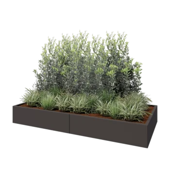 Jardinière XXL en acier - Rectangle - 240 x 100 x 30 cm - Autre couleur RAL - Avec plaque de fond