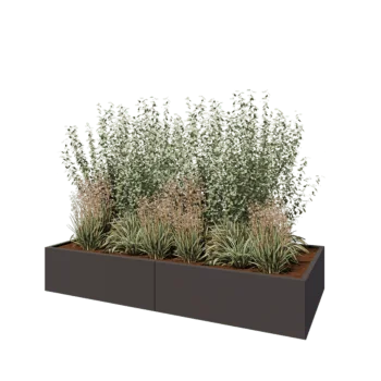 Jardinière XXL en acier - Rectangle - 240 x 100 x 40 cm - RAL7016 mat (gris anthracite) - Avec plaque de fond