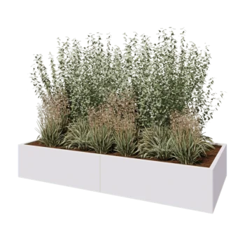 Jardinière XXL en acier - Rectangle - 240 x 100 x 40 cm - RAL9010 mat (blanc) - Avec plaque de fond
