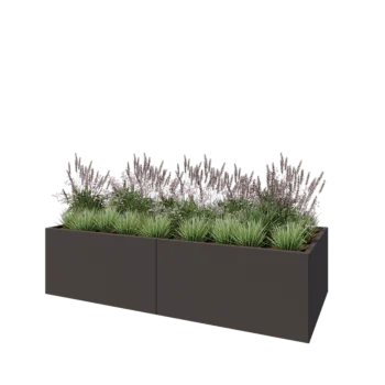 Jardinière XXL en acier - Rectangle - 240 x 100 x 60 cm - RAL7016 mat (gris anthracite) - Sanc plaque de fond