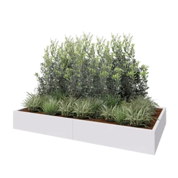 Jardinière XXL en acier - Rectangle - 240 x 120 x 30 cm - RAL9010 mat (blanc) - Sanc plaque de fond