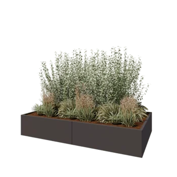 Jardinière XXL en acier - Rectangle - 240 x 120 x 40 cm - RAL7016 mat (gris anthracite) - Avec plaque de fond