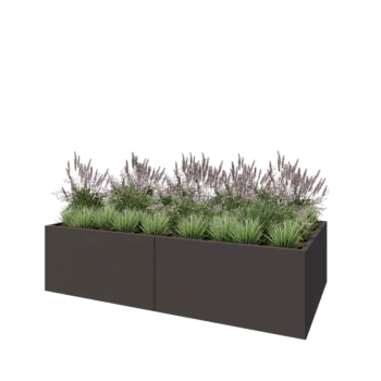 Jardinière XXL en acier - Rectangle - 240 x 120 x 60 cm - RAL7016 mat (gris anthracite) - Avec plaque de fond