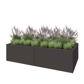 Jardinière XXL en acier - Rectangle - 240 x 120 x 60 cm - Autre couleur RAL - Sanc plaque de fond
